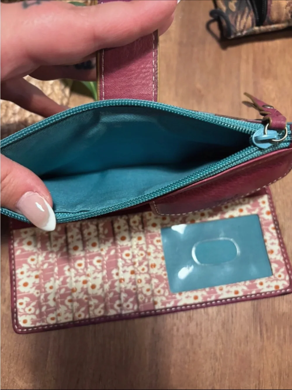 Fossil Purple Multicolor Dot Leather Wallet